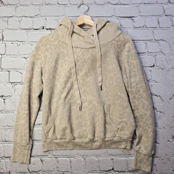 NSF Faded Leopard Print Tan Brown Drawstring Hoodie 100% Cotton Size Medium - Picture 1 of 11